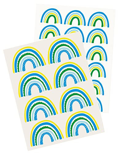 Y004 Regenbogen Wandtattoo Wandsticker Aufkleber für Kinderzimmer Babyzimmer (05 Blau/Gelb)