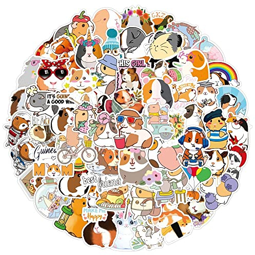 Merchandise Aufkleber für Laptop(100 PCS),Geschenk für Kinder Teens Erwachsene Jungen,Wasserdichte Tier Guinea Pig Aufkleber für Wasserflaschen,Vinyl Stickers für Scrapbook,Skateboard,Auto