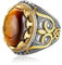 Dochais Tolles Geschenk für Männer,Schmuck Herren-Ring aus Edelstahl Matt,Klassisches Großer Herrenring,Ring mit Tigerauge Türkis (Gold, 62)