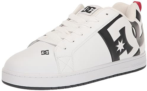 DC Shoes Herren Court Graffik Sq Low Top Casual Skateschuh, Weiß/Schwarz/Schwarz, 53.5 EU