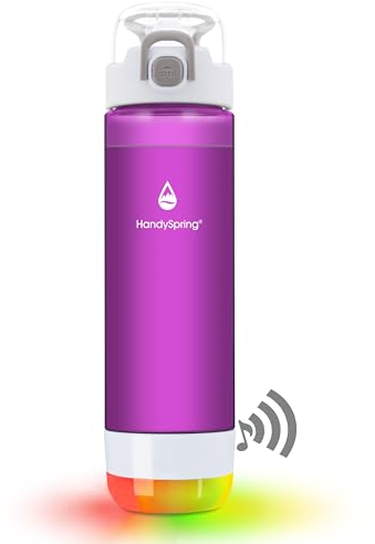 HANDYSPRING - Smart Water Bottle with Reminder To Drink Water, Lights And Sound, Water Intake Tracker, Rechargeable, Tritan Plastic w/Spout, Gifts For Women, Men, Mom, Dad, Her, Him 26 Oz H(S)-01PE