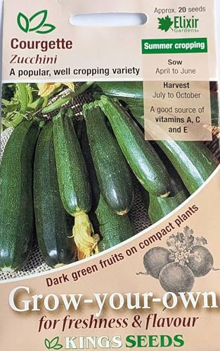 Elixir Gardens Vegetable Seeds Packets UK |Over 40 Various Types Mix and Match | High Yield Excellent Germination from Kings Seeds | Courgette Zucchini