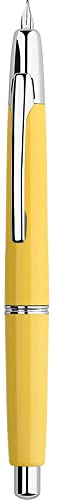 Majohn A2 Press Füllfederhalter Extra Feine Feder mit Box, einziehbarer Gelber Harz Tinte Stift mit Konverter Schreibstift Set (Silber Clip Version)