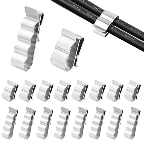 MABAHON 60PCS Silberner Photovoltaik-Clip,kabelclips kabelbefestigung 50x 6 Quadrat 2 Drahtklammern, 10x 4x4 Quadrat Drahtklammern kabelmanagement,Für die Anordnung von Photovoltaikkabeln