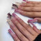 24pcs Long Coffin Shaped Ballet Fake Nails with Rhinestone Butterfly Pattern Design French Fake Nails for Women and Girls Nail Tips