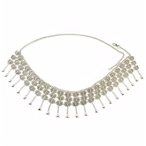 RWRAPS Vintage Silber Farbe Legierung Schmetterling Glocken Quaste Bauch Taille Körper Ketten für Frauen Boho Multilayer Tanz Kleid Gürtel