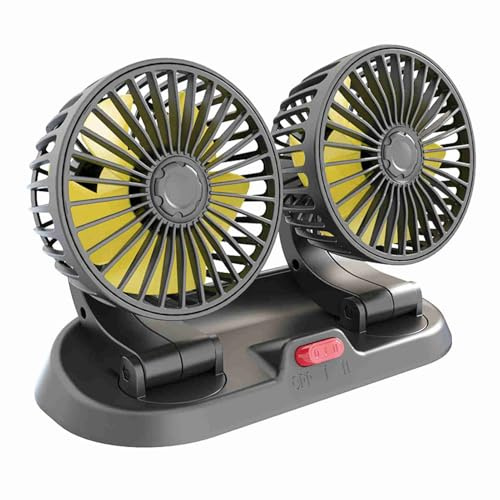 Circulateur d'air de Voiture, Ventilateur de Refroidissement à Double Tête Portable Universel Puissant pour Véhicules (Type 12V)