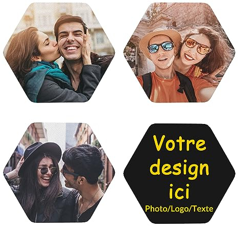 sous-Verres personnalisés pour Boissons, Ensemble Dessous de Verre en Cuir personnalisés, sous-Verres Photo pour Table Basse, créer des sous-Verres Amusants avec Votre Photo/Logo/Texte