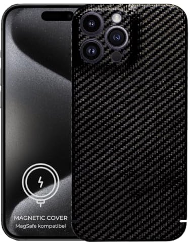REUTERSON Carbon Cover iPhone 15 Pro Magnetic (Magnetring) Echtes Carbon | Made in Germany | Edles Design | Ultradünne Handyhülle | Hochwertige Handyhülle aus Carbon
