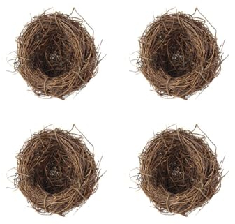 MoreChioce 4 Stück Vogelnest Osternest, Simulation Ostern Vogelnest Naturnest Deko Nest Osterdeko Handwerk Basteln Foto Requisiten Zweige Rattan Nest Künstlichen Rattan Vogelnester,6cm