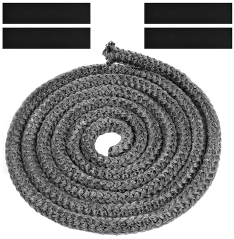 flintronic Junta refractaria, junta puerta chimenea, Cuerda de la Estufa, Línea de Sellado para Chimenea Fibra de vídrio Impregnada de Grafito Junta de Vidrio Reemplazo Junta(Φ12mm-2.5m)