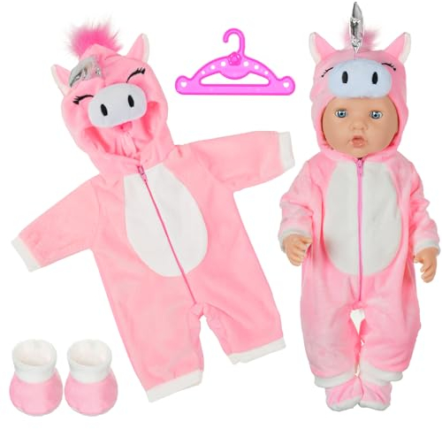 Aolso Kleidung Outfits für Baby Puppen, Babypuppenkleidung für 14–18 Zoll große Puppen, 35–45 cm große Babypuppen, Puppe Zubehör, Neue Puppenkleidungs-Outfits, Geschenke für Mädchen (Einhorn)