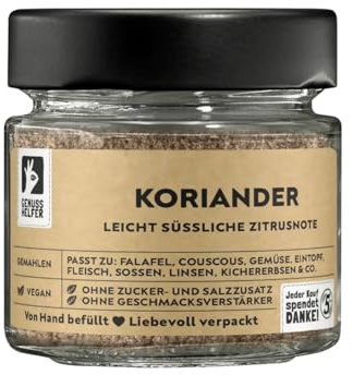 Bremer Gewürzhandel Koriander, gemahlen, Korianderpulver zum Kochen, gemahlene Koriandersamen, 35g im Glas