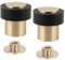 EVI Herrajes | Pack of 2 Brass Door Stops | Ø24x35mm | Floor Mounted | Matte Finished Brass | Natural Silicone Protection | Includes Screw + Fastening Plug | Model I-18024X35-CB