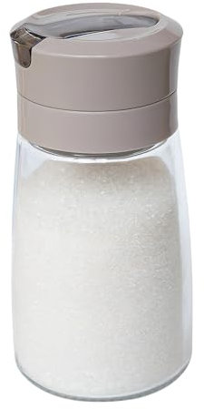 Roliabtol Dispensador de azúcar con boquilla de vertido, vertedor con peso, transparente, dispensador de azucarera, recipiente de azúcar, tarro de vidrio, accesorios de barra de café y accesorios