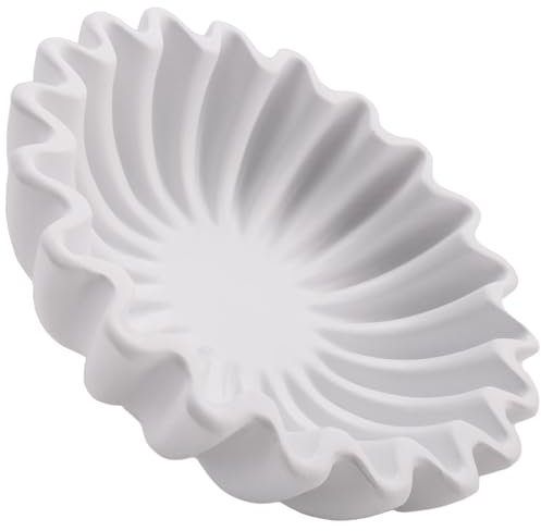 Lwaviwer Fluted Ruffle Decorative Bowl - Home Decor Accents for Living Room Styling Bookshelf and Console Small-A