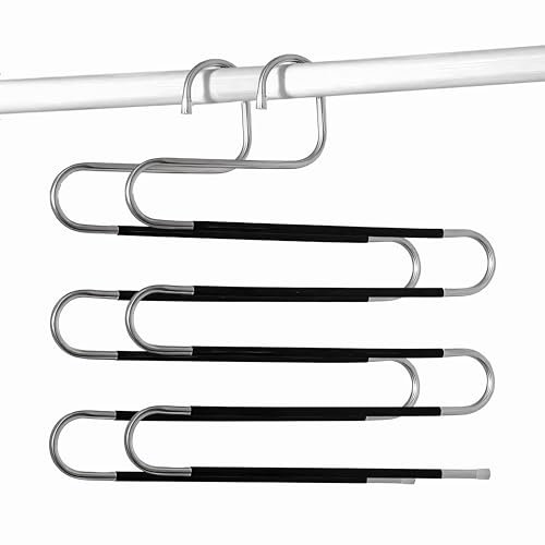 Perchas para Pantalones, Pack 2X Perchas para Pantalones Múltiple, Ahorra Espacio, Perchas para Ropa de Acero Inoxidable, Colgador de Pantalones, Perchas para Varios Pantalones, Resistente Al Peso