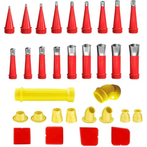 Luckwaii Universal Integrated Rubber Nozzle Tool Kit, 32 PCS Sealing Tool Set Silicone Applicator Tool Nozzles for Silicone Sealant, Caulking Nozzle Applicator Kit for Kitchen Bathroom Brick Joint