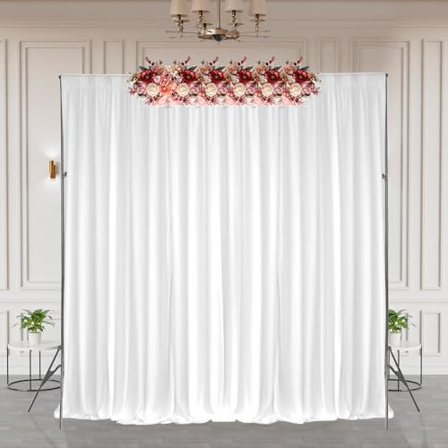 Trimming Shop White 3x3 Metres Wrinkle-Free Gold Polyester Backdrop – Single Panel Curtain Drapes for Weddings, Parties, Photography, Home Décor, Baby & Bridal Showers