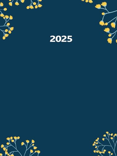 2025: Edler XXL Kalender I A4 I 400 Seiten I 1 Tag 1 Seite I Zeiteinteilung von 6-22 Uhr I Blumen Petrol