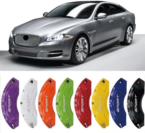 4pc Brake Caliper Covers Compatible Front Rear 18/19/20/21/22 Wheel Size for Jaguar XJ Accessories (Black)