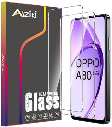 Aiziki [2 Pezzi Vetro Temperato per Oppo A80 5G, HD Chiaro, Anti Graffio, Anti-Impronte, Durezza 9H Pellicola Protettiva a Copertura Totale con Oppo A80 5G