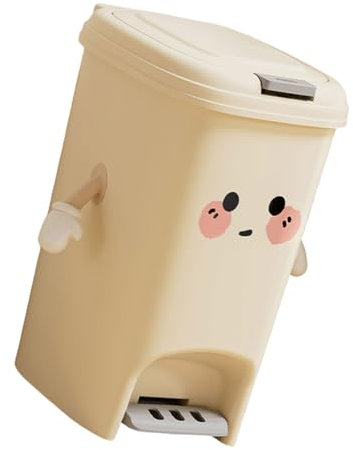 MDHQ Poubelle à double ouverture de couleur crème avec mécanisme à pression et marche 8 L, 10 L, 15 L, grande capacité pour un usage domestique