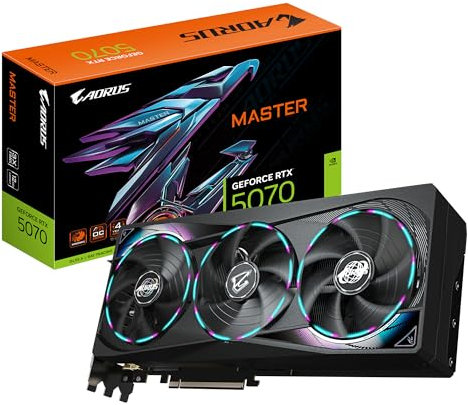 Gigabyte AORUS GeForce RTX 5070 MASTER 12G Graphics Card - 12GB GDDR7, 192bit, PCI-E 5.0, 2715 MHz Core Clock, 3 x DP 2.1a, 1 x HDMI 2.1b, NVIDIA DLSS 4, GV-N5070AORUS M-12GD