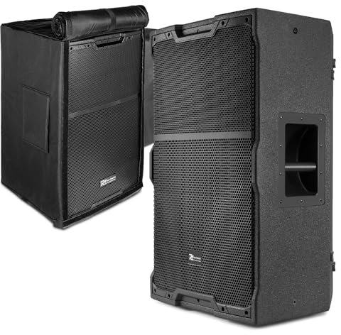 Power Dynamics 2x PDY215 15 Passive PA Speakers & Covers Set, 800W with Bi-Amp Crossover, NL4 Connectors, Water-Resistant Speaker Cover for DJs, Live Sound & Events