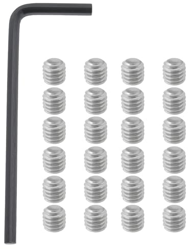 Briny River Lot de 60 Vis à Six Pans Creux en Acier Inoxydable 10-32 X 3/16 avec Clé pour Poignées de Porte Boutons Serrures Machines de Précision
