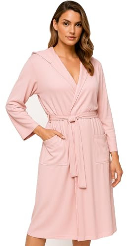 Ludor Peignoir pour homme en microfibre pour femme compact, économise de l'espace, pour voyage, salle de sport, piscine, ultra léger et unisexe., rose, L