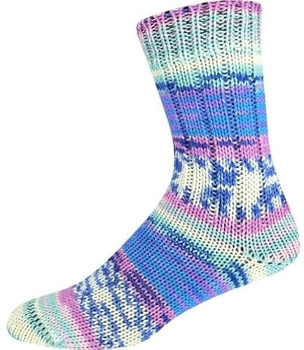 ONline Supersocke 6-fach 150g Sort. 372 Merino Color 3079 - blau/flieder/mint/weiß