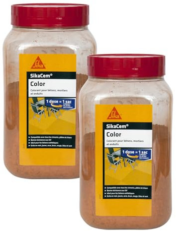 SIKA - Colorant en poudre pour ciment/chaux/plâtre - SikaCem Color Ocre - Couleur uniforme - Résistant aux UV - Ne modifie pas le temps de prise des mortiers - Dosage facile - 400g (Lot de 2)