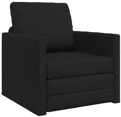 vidaXL Sofá Cama de Suelo 2 en 1 Negro 74X77X81 cm Tela cómoda Muebles de sillón para Interiores con Cierre de Cremallera, fácil de cuidar, Compacto y Convertible, Ideal para Apartamentos y Sala de