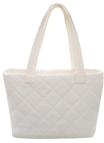 Long Keeper Geschwollene Tasche für Damen Gesteppte Umhängetasche mit Reißverschluss 15,6 Zoll Laptoptasche Leichte Geschwollene Einkaufstasche für Arbeit, Reisen, Fitness