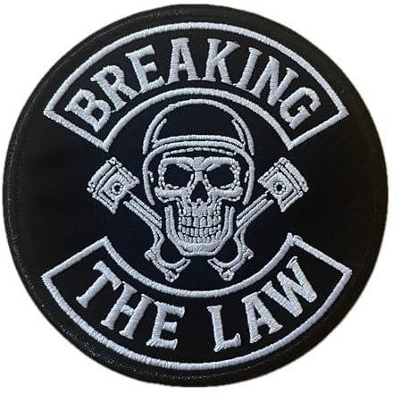 Breaking the Law Aufnäher/Patch | Aufbügler Heavy Metal Flicken Rocker Bügelbild Hardrock Bügelflicken Biker Motorrad Chopper Outlaws Flicken (BTL 5 (9x9cm))