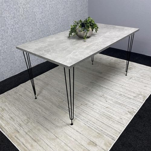 KOSY KOALA Modern Grey Rectangular Dining Table with Hairpin Legs – Compact Kitchen & Dining Room Table (L140)