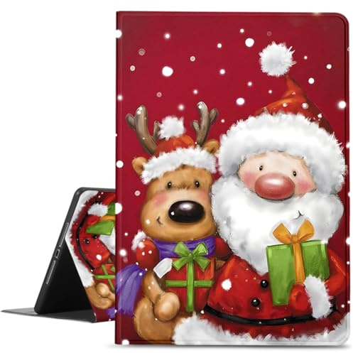 Stradvnaly Weihnachtshülle für iPad 9/8/7 10,2 2021/2020/2019, 9./8./7. Generation, Schutzhülle mit Christmas Anime Muster Design Case Slim PU Leder Flip Verstellbar Ständer Tablet Folio
