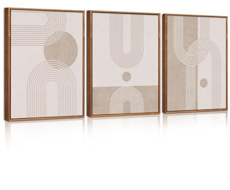 Celestdeco Abstrakt Beige Braun Geometrisch Wandbild Modern 30x40cmx3