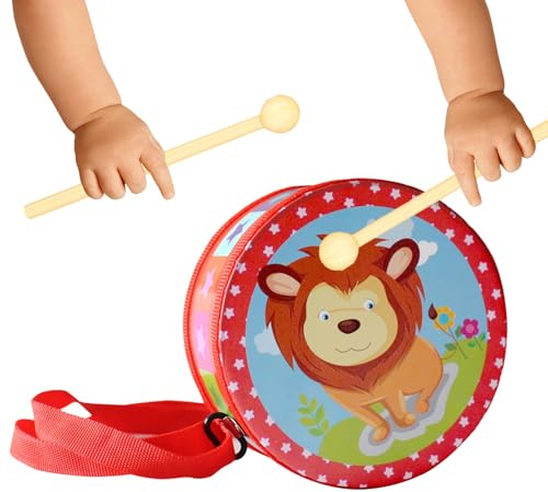 Spielzeug Trommel Set,Rhythmus Entwicklung Spiel,15 cm Holz Trommel Set mit verstellbarem Tragriemen - Für 2-5 Jahre Alte Und Mädchen Schüler Geburtstag Zuhause Kindergarten