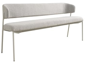 Schöner Wohnen Kollektion Bank Oslo, Bezug Greige, Gestell seidengrau | Bouclé-Bezug, hoher Sitzkomfort, Sitzbank, Esszimmerbank, B 163, H 80, T 56 cm