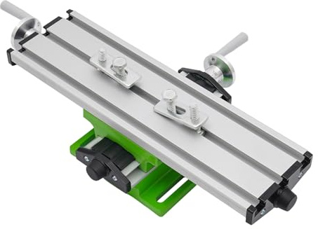 Fresadora de mesa, mesa cruzada, mesa de trabajo multifunción con escala, tres trineos, mesa deslizante X-Y ajustable, fresadora de metal para taladro de mesa, soporte para taladro