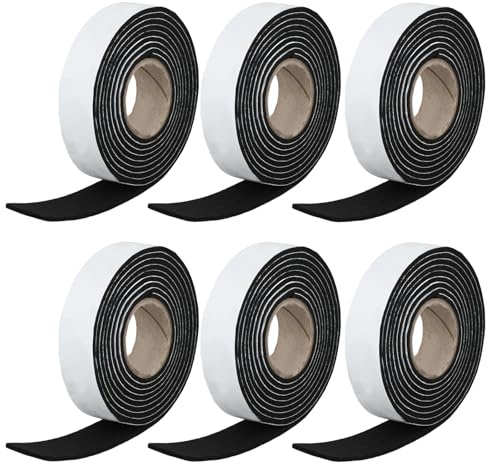 6 Rollen Filzband Selbstklebend, rutschfest Filzstreifen, Zuschneidbar Dick Filzgleiter, Schwarz Filz Selbstklebend 22mm Breit 3mm Dickes 2m Lang für Stühle Möbel Schützen Fenster Abdichten