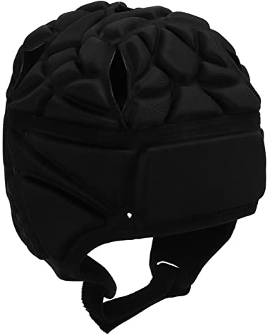 OPPWONG Casco da Football Soft Cover Traspirante, Copricapo Imbottito da Rugby per Adulti, Bambini e Ragazzi, Casco Sportivo da Calcio con Design Lacrosse, Ideale per Ciclismo, e (BLACK)