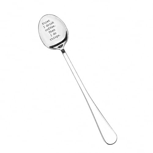 Engraved Stainless Steel Coffee Spoon Funny Quote Gift for Coffee Lovers | Food-grade stainless steel,rust-resistant, dishwasher safe,ideal for birthdays,Christmas, daily coffee,tea and dessert use