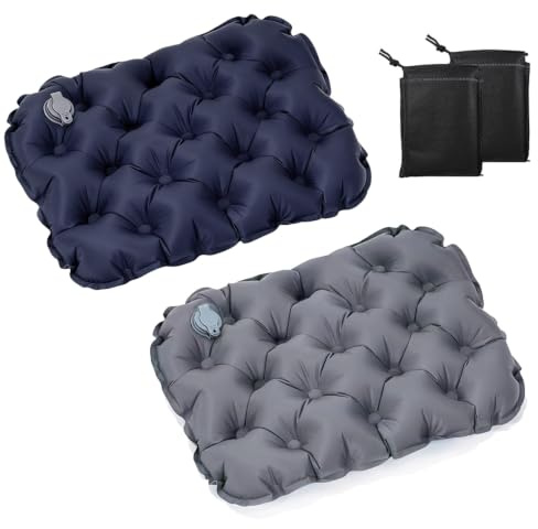 Sitzkissen Outdoor Aufblasbar 2 Stück – ultraleichtes Outdoor Sitzkissen wasserdicht faltbar, als Sitzunterlage Outdoor für Camping, Wandern, Stadion, Strand, Angeln & Reisen, aufblasbares Sitzkissen