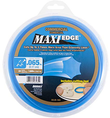 Arnold WLM-165 Maxi-Edge Commercial Grade String Trimmer Line with Cutting Tool, Universal Fit, 22 Refills, .065-Inch x 440-Foot, Blue