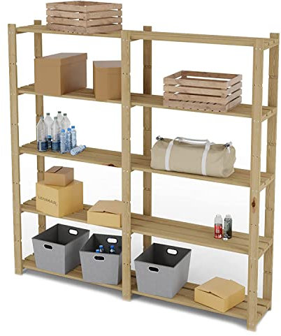 Len Mar.de HOLZREGAL aus 17 mm Holz BÜCHERREGAL MASSIVHOLZREGAL KELLERREGAL BÜROREGAL Serie B (170.0 x 170.0 x 38.0 cm 5 böden, B-03)