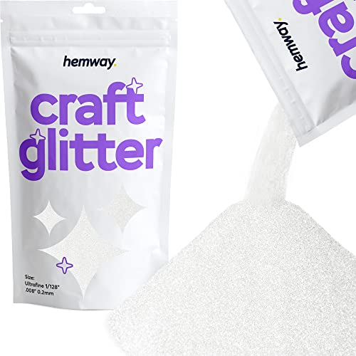 Hemway Craft Glitter - White Iridescent | Ultrafine Metallic Sequin Flakes for Resin & Epoxy Crafts | Supplies for Tumblers, Cards, Jewellery, Candle, Hair, Face, Body & Nail Art | 100 g