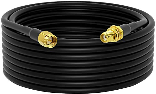 YILIANDUO RG58 10 Metros Cable de Extensión Coaxial de baja pérdida SMA Macho a SMA Hembra Extensión Cable Aplicaciones de Radio Cobre Puro Cable de Antena WiFi para 3G 4G LTE Ham Radio GPS ADS-B WiFi